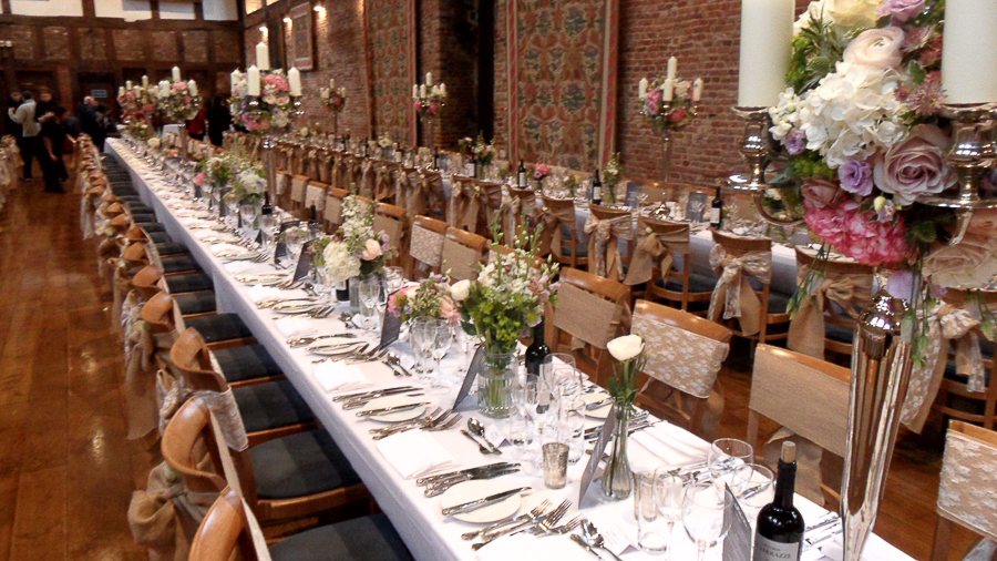 Hessian, lace and roses at Hatfield House